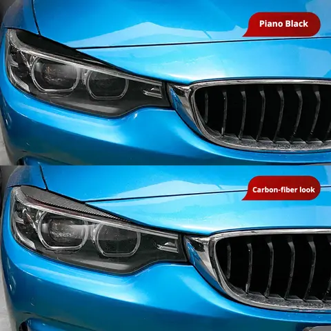F32 F33 F36 Car Headlight Lamp Eyebrows Cover Trim Stickers For 4 Series F32 F33 F36 Year Gloss Black Car Eyelids Lids