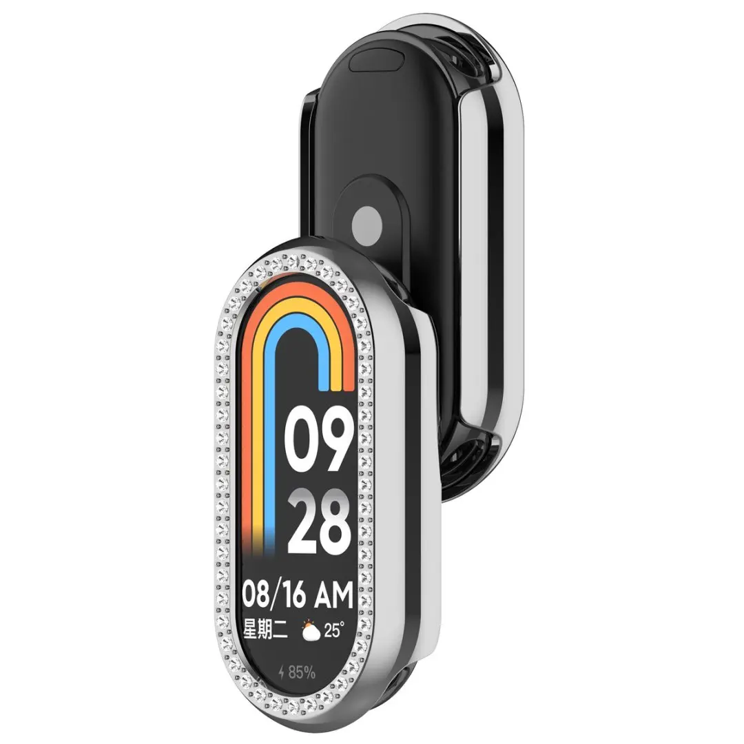 Однорядный чехол для ПК с бриллиантами для Xiaomi MiBand 8/Band 9Ceramic Edition/Band 10Ceramic Edition, чехол для умных часов