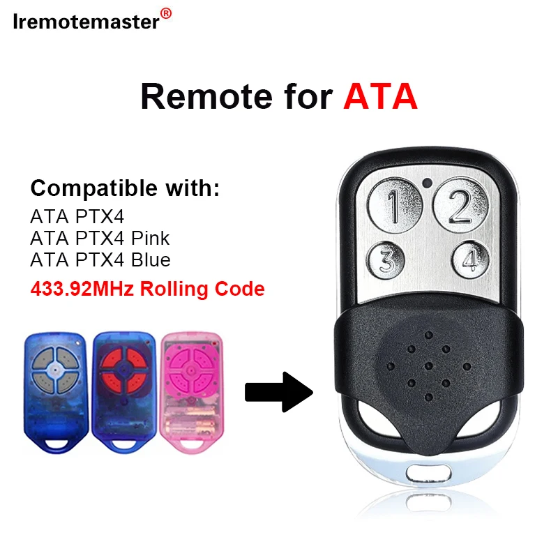 For ATA PTX4 PTX-4 Pink Garage Remote Control for GDO-4v3 GDO-4v4 GDO-4v5 GDO-4v6 GDO-6v1 GDO-6v2 GDO-8v1 GDO-8v2 Gate Opener