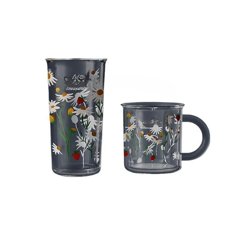 

Bring your own straw, cute girl, high-value glass water cup with handle, summer office large-capacity water cup