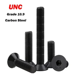 5Pcs UNC NUF 4#-40 6#-32 8#-32 10#-32 US Standard Grade 10.9 Black Steel Hex Hexagon Socket Flat Countersunk Head Bolt Screw