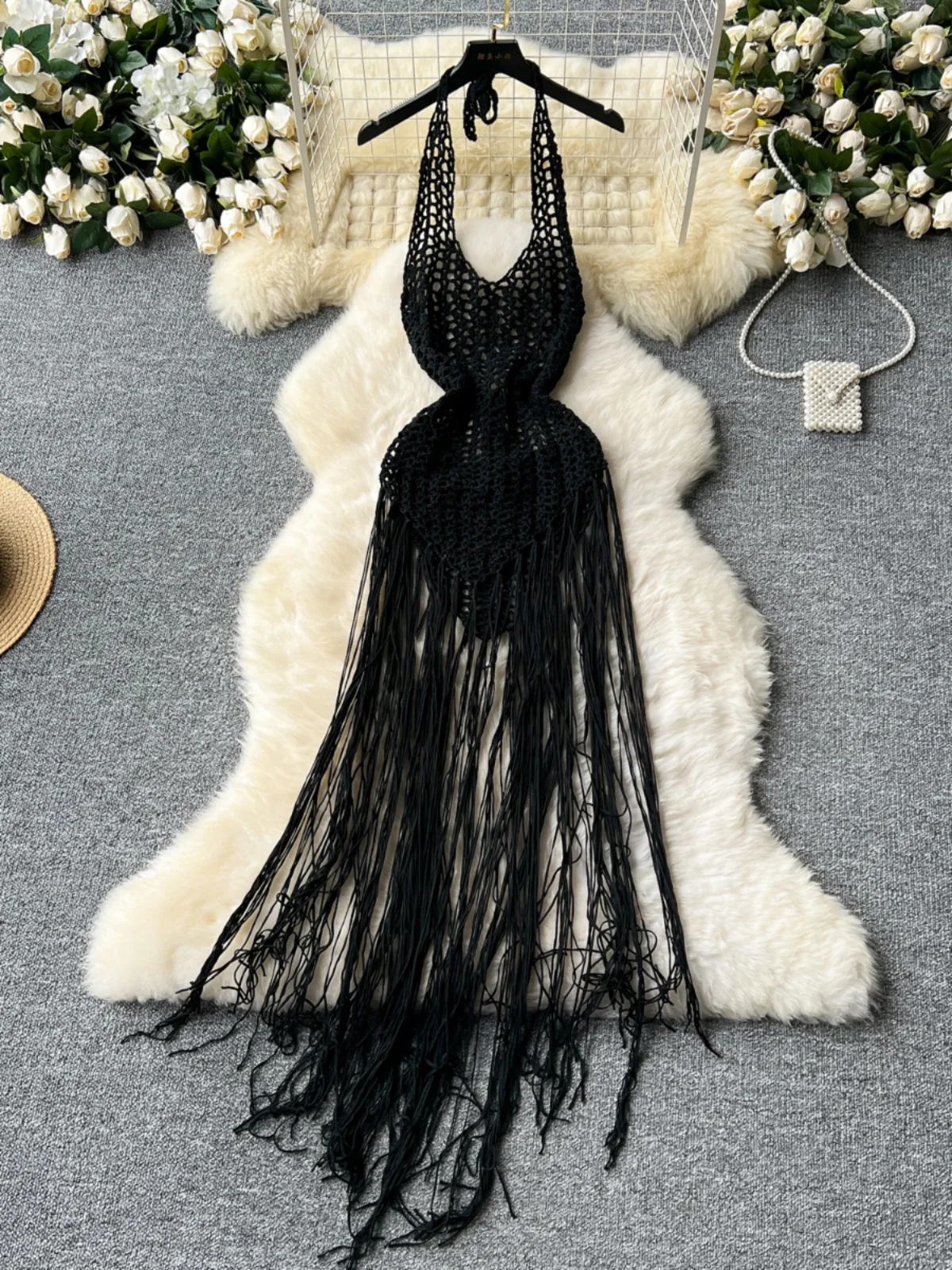 Vestido Sexy con cuello calado y ribete de punto para mujer, Top versátil adeazante para chica, Top de vacaciones, falda ac...