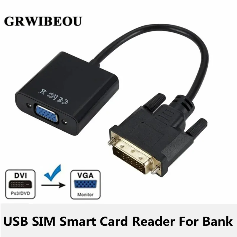 

GRWIBEOU HD 1080P DVI-D DVI To VGA Adapter Video Cable Converter 24+1 25Pin to 15Pin Cable Converter for PC Computer Monitor