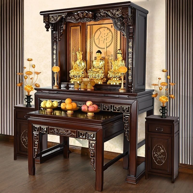 Chinese-style Nanmu Buddhist shrine offering table for home use Guanyin modern light luxury Buddhist altar Buddhist hall solid