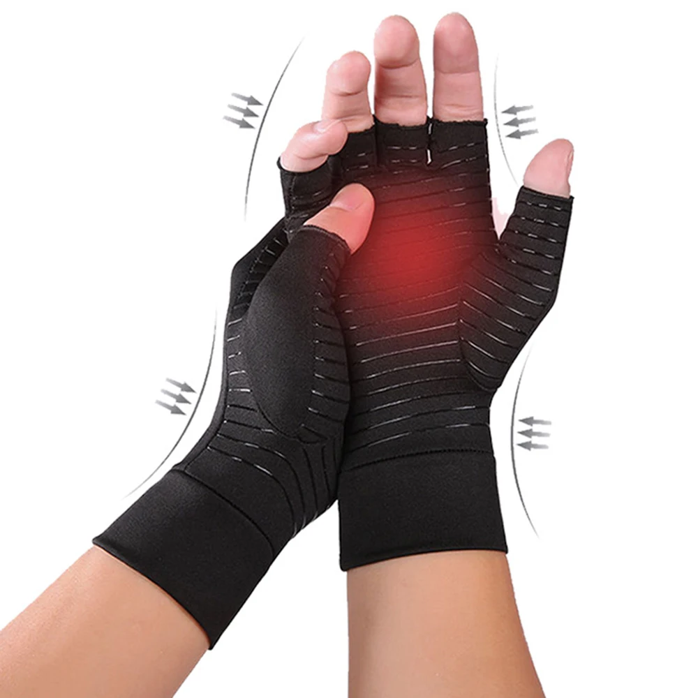 1Pair Cycling Gloves Copperion Arthritis Compression Gloves Women Men Relieve Hand Pain Swelling and Carpal Half Finger