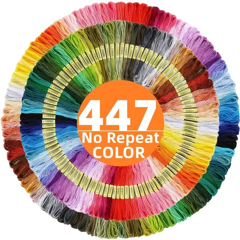 447 Pieces DMC Cross Stitch Threads All Different Color Embroidery Thread Skeins Craft Dofferent Gradient Color Thread