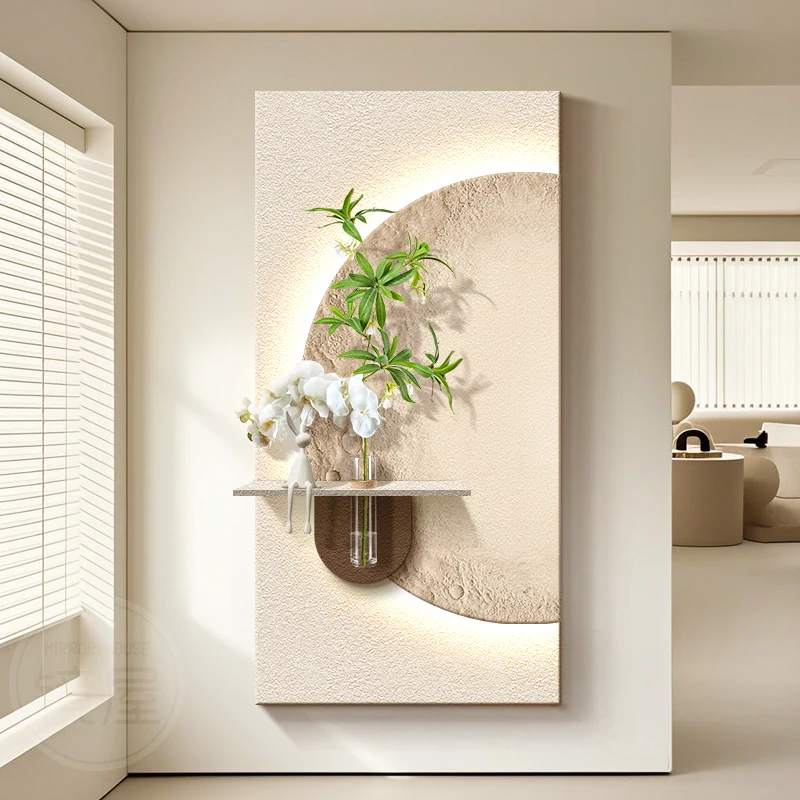 

Hydroponic green plants enter the home porch decorative painting moon lamp cream wind corridor aisle hanging painting three-dime