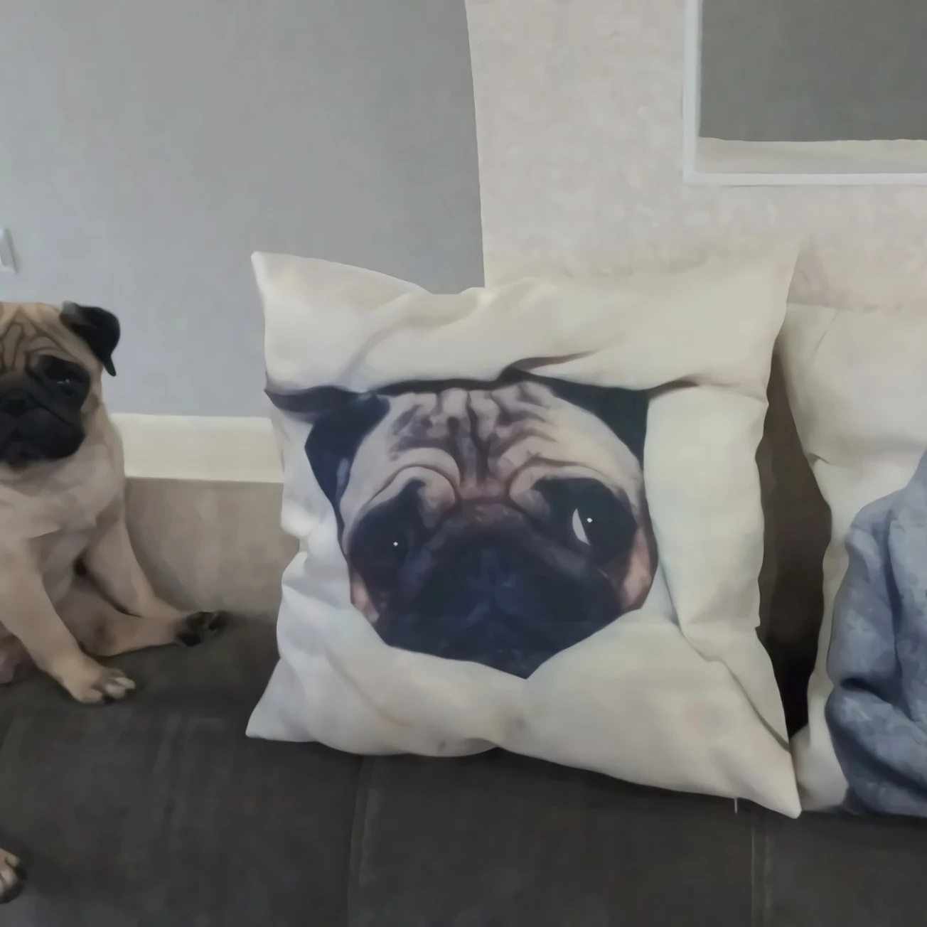 High Quality Pug Dog Cushion cover White Outdoor Cushions Custom Linen Throw pillows Animal Pillow Decorative Home Cushion cover