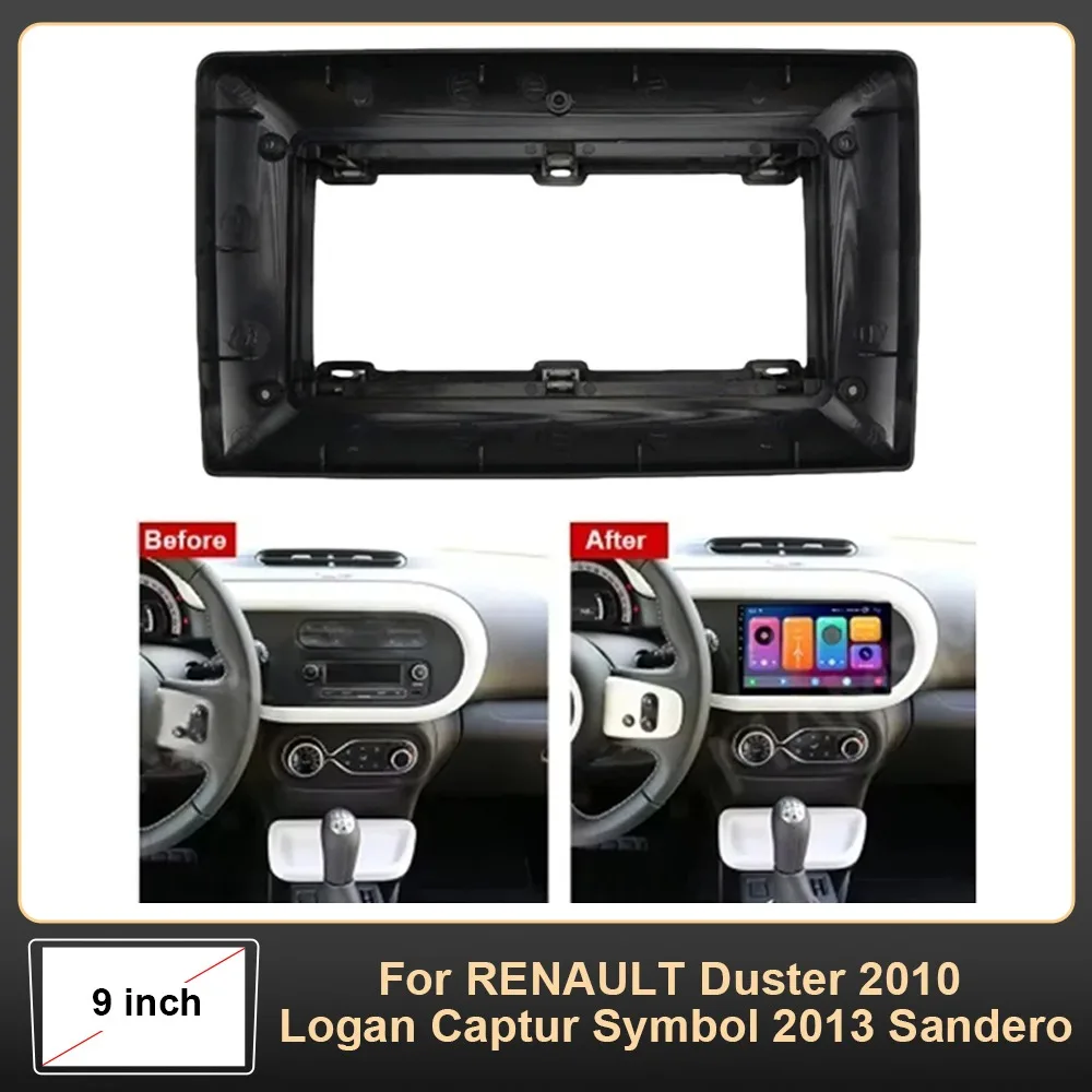 Para RENAULT Duster 2010, Logan, Captur, Symbol 2013, Sandero Marco de radio de coche de 9 pulgadas con cable, adaptador Canbus y panel de Fascia