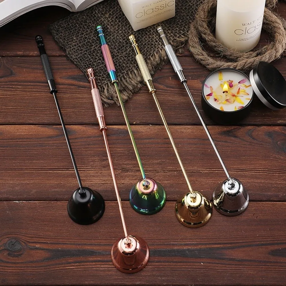 Stainless Steel Candle Extinguisher Bell Shape Cover Anti-Slip Candle Flame Snuffer with Long Handle Candle Stopper Wick Snuffer