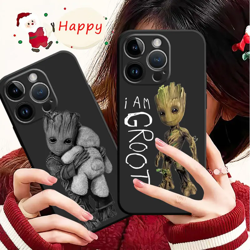 Marvel Groot Baby Silicone Case Funda for iPhone 15 14 Plus 14Pro 7 8 6S 11 XR XS X 12 Mini 13 Pro Max 13pro 8 7 plus cover