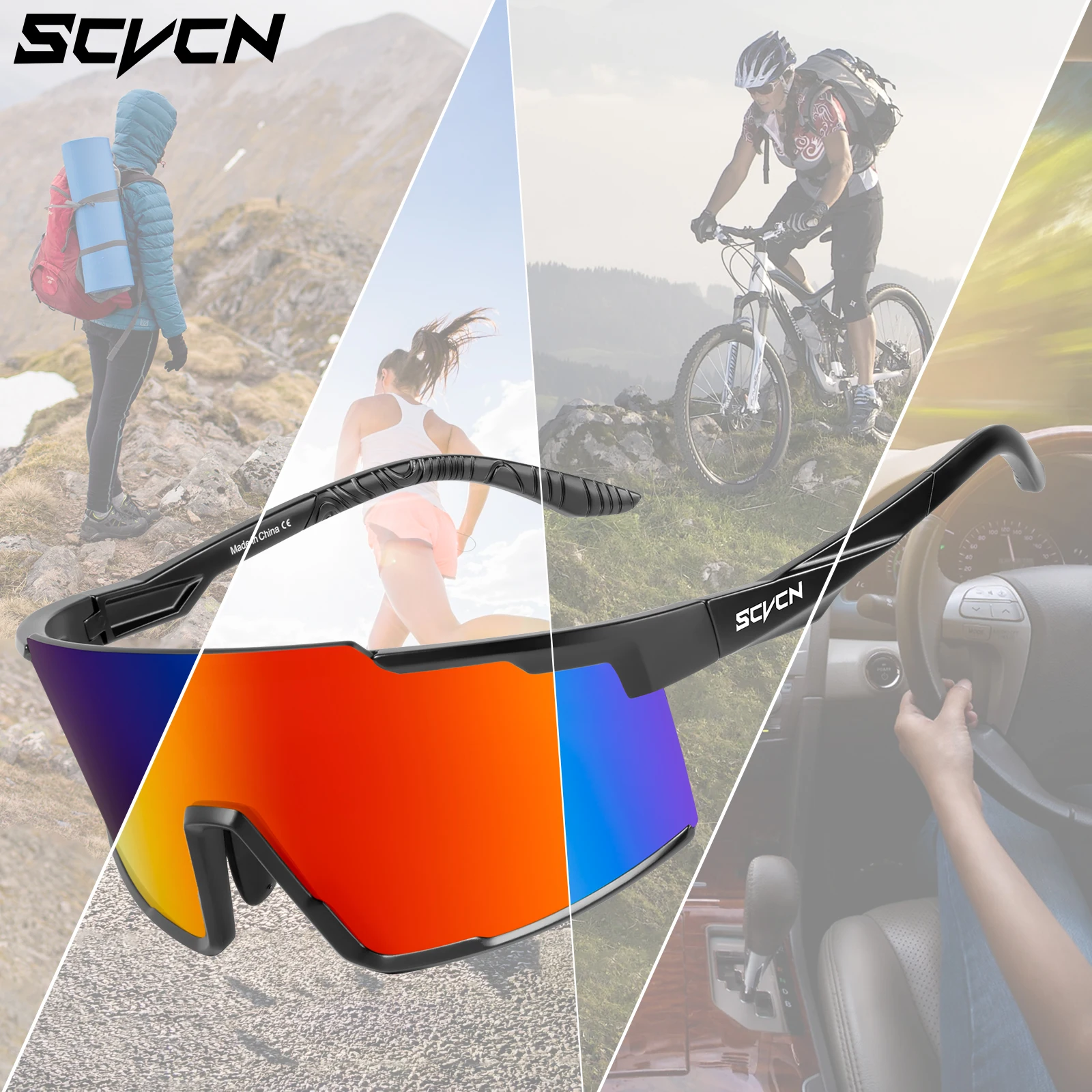 SCVCN Fishing Hiking Glasses Photochromic Sports Eyewear Men Women Outdoor Riding Windproof Glasses MTB UV400 Protection Eyewear