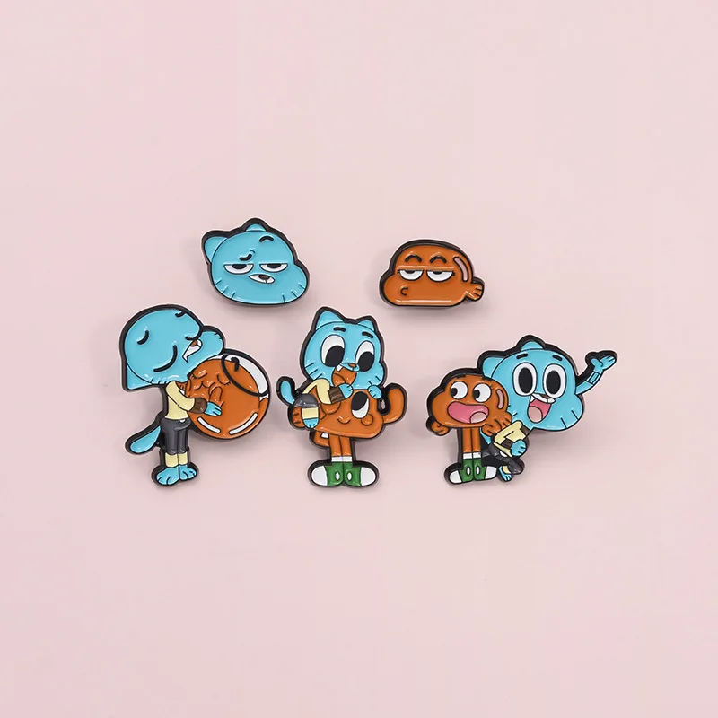 Animal Brooch All-match Cartoon Anime Blue Kitten Metal Badge Small Accessories Wholesale Decorative Brooches Pins and Badges