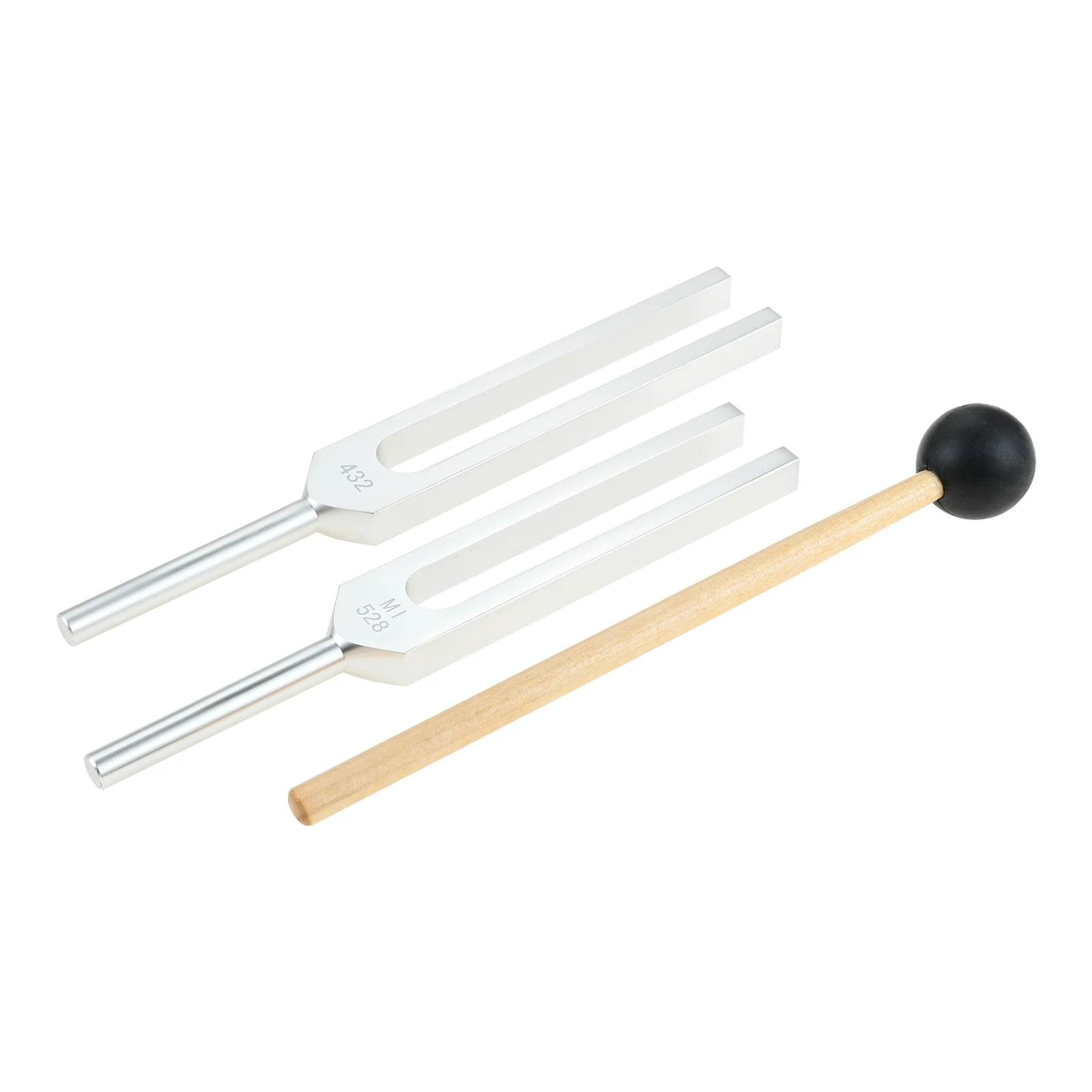 2Pcs Tuning Forks Set 423Hz 528Hz for Yoga Meditation Teaching Needs Sound Therapy Reduce Stress with Rubber Mallet Wood Base
