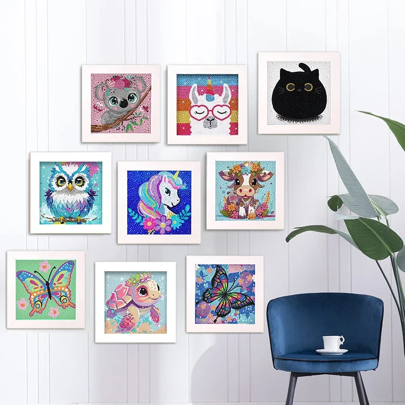 2024 New DIY Diamond Painting Set Cartoon Animal Picture Crystal Water Diamond Embroidery Birthday Decoration Gift