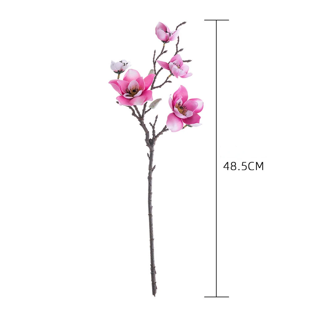 인공 실크 목련 가지 홈 호텔 테이블 장식, 가짜 꽃, 웨딩 신부 들고 사진 소품, 6 헤드, 1PC