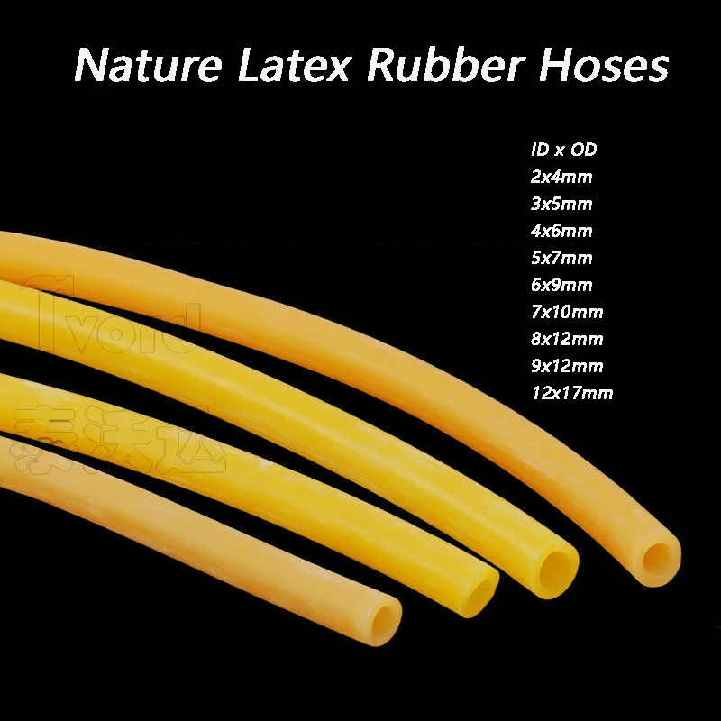 

1/2/3/5M Yellow Nature Latex Rubber Hoses ID 2 3 4 5 6 9 12mm High Resilient Elastic Surgical Medical Tube Slingshot Catapult