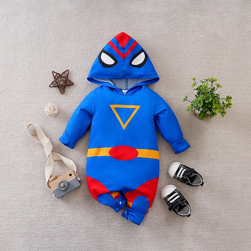 Cute Superhero Costume Spring 2025 Newborn baby clothes Perfect for Outings  0-18Months Boys and Girls Baby Long-Sleeve Romper