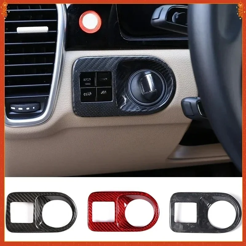 

For Porsche Cayenne Real Dry Carbon Fiber 2018-2023 Interior Decoration Headlight Switch Frame Cover Sticker Trim Accessoriess