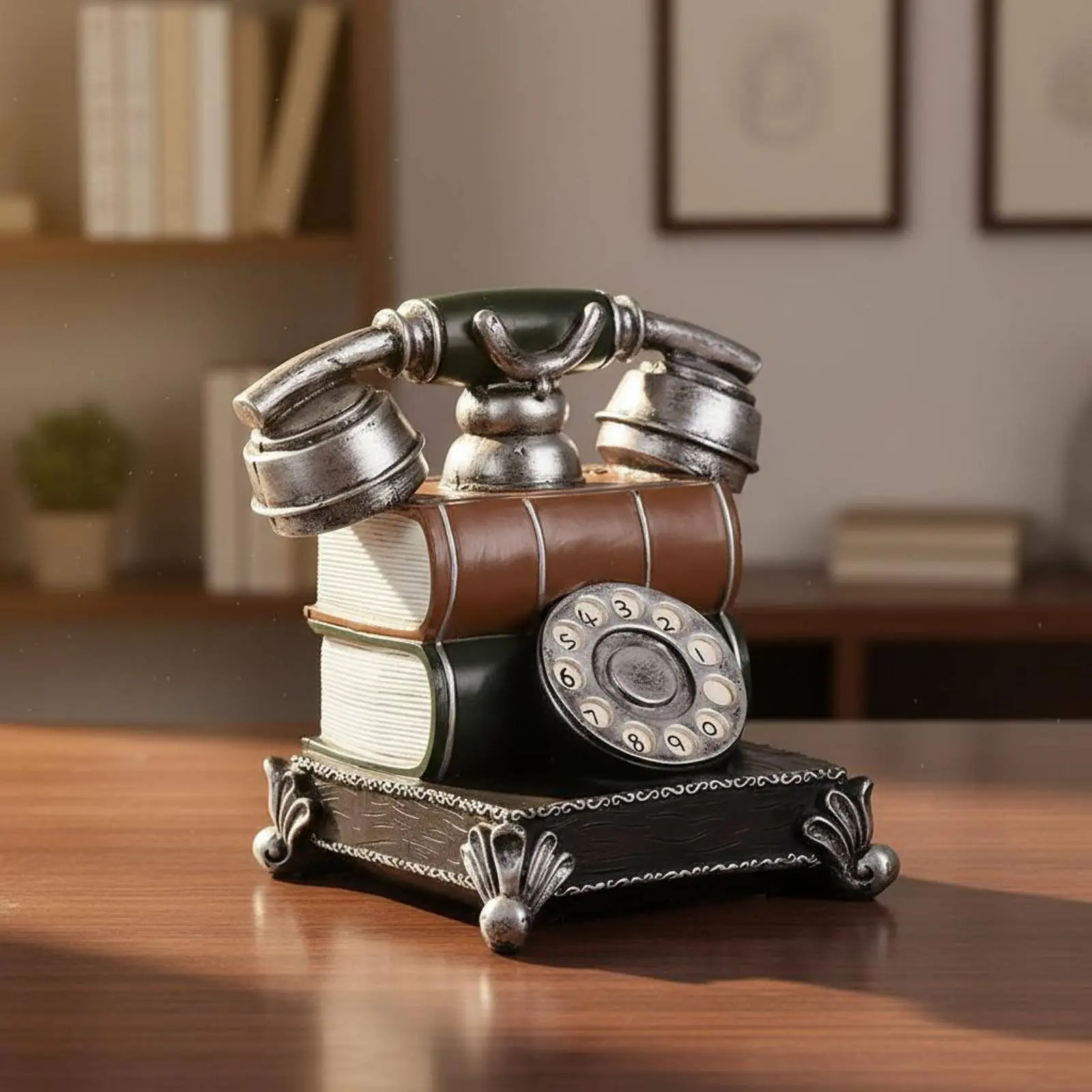 Vintage Telephone Piggy Bank Multi-Functional Decor Resin Telephone Cash Bank Retro Rotary Phone Model Great Gift Suggestion