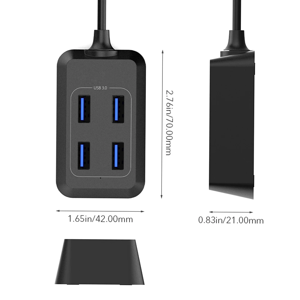 dodocool Mini Portable 4-Port SuperSpeed USB 3.0 Hub with 3.3ft USB 3.0 Cable 5Gbps Data Transfer Plug & Play for Windows and ma