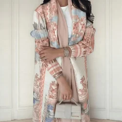 YUDX Miyake Pleated Print Foldable Collar Women's Long Sleeve Robe 2024 New Winter Original Design Fashion Cardigan Coat