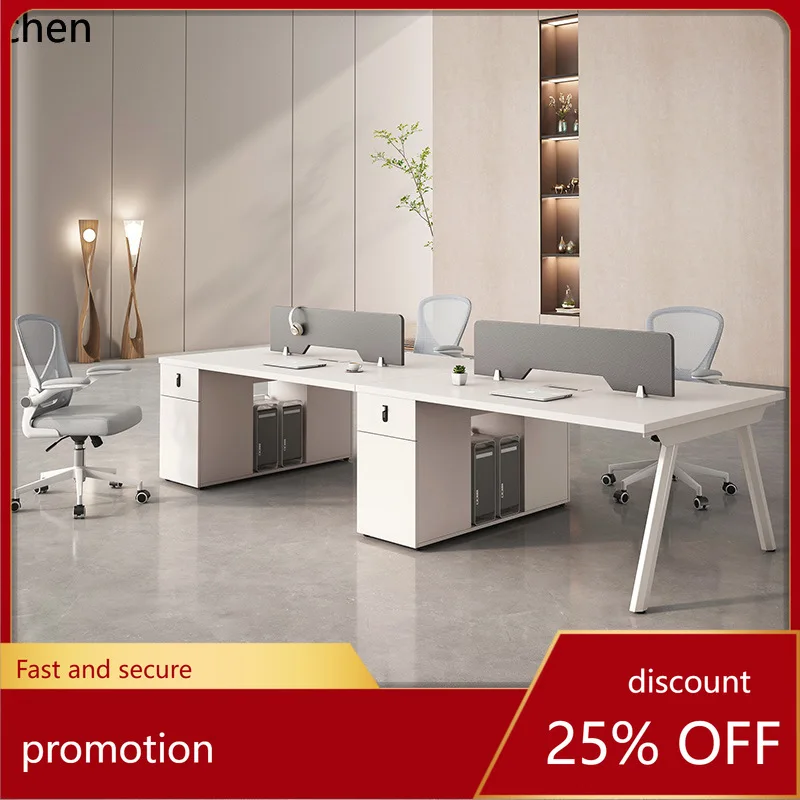 ZML Office Desk Workstation Simple Modern Staff Office Desk and Chair Set Furniture Four-Person Office Computer Desk