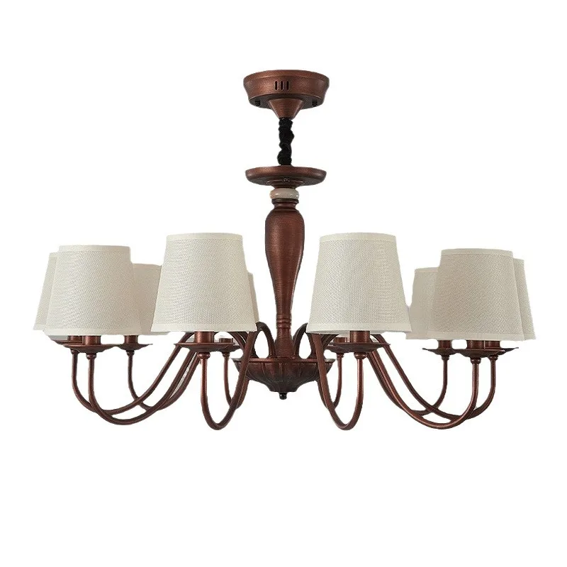 

American chandelier living room light, dining room bedroom light medieval hall, dining room fabric lampshade master bedroom