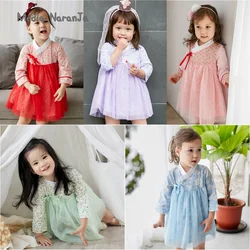 Korean style Spring Summer children baby girl jumpsuit climbing suit gauze dress infant holiday festival outfits