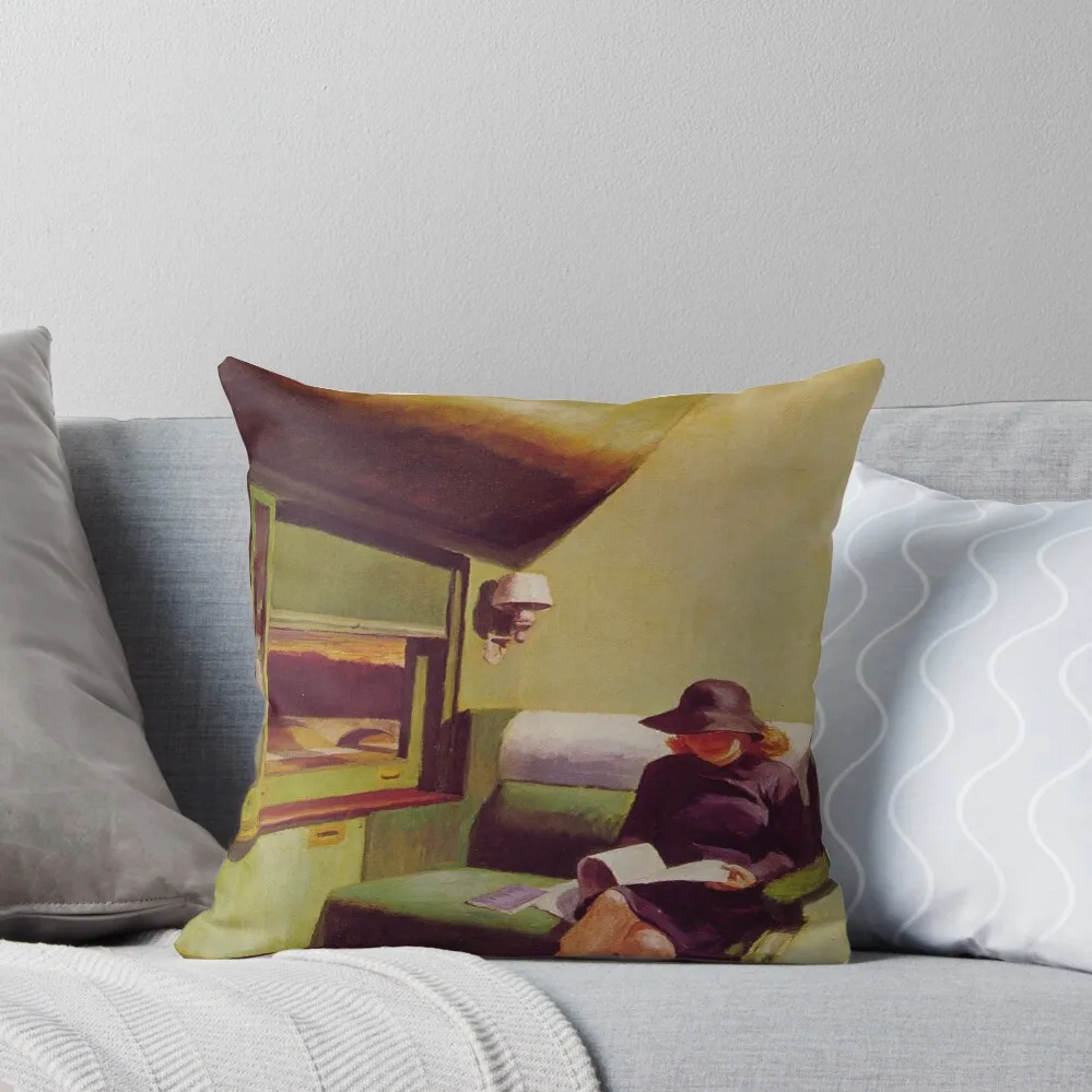 Compartment Car by Edward Hopper - Edward Hopper Compartment Car Throw Pillow Sofas Covers