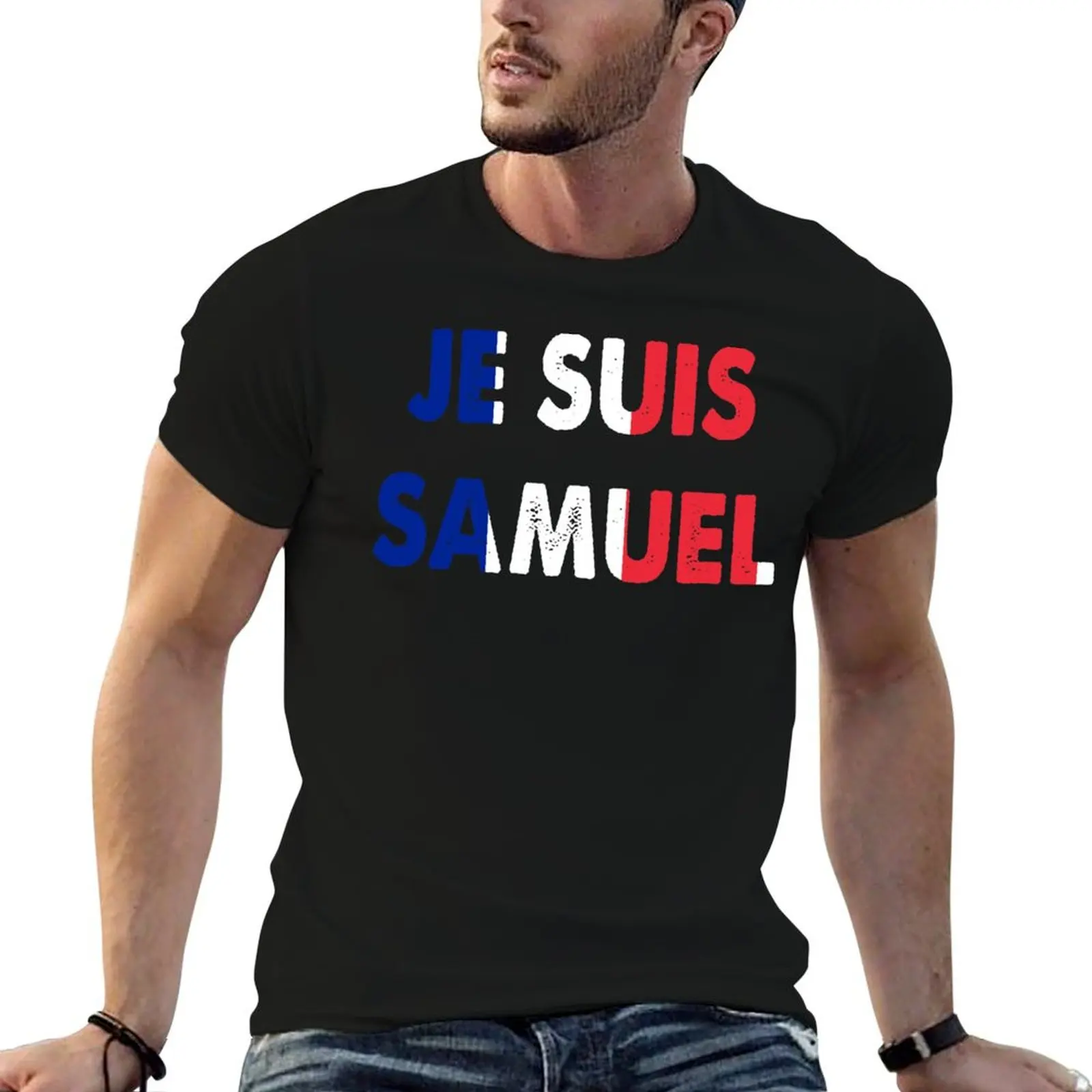 JE SUIS SAMUEL FRENCH FLAG T-Shirt Dry Fit Running Short Sleeve Top