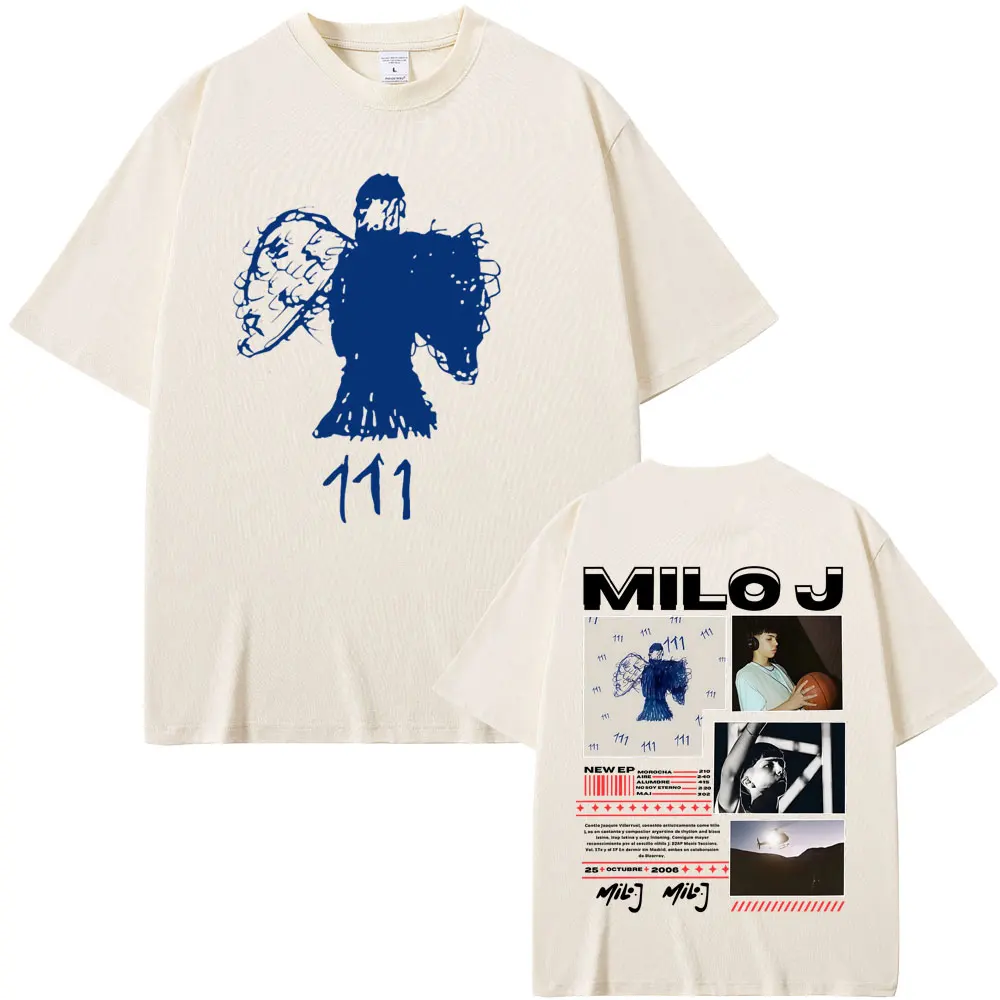 

Limited Milo J Music Album 111 Double Sided Print T Shirt Men Women Fashion Hip Hop T-shirt Male 100% Cotton Oversized T-shirts