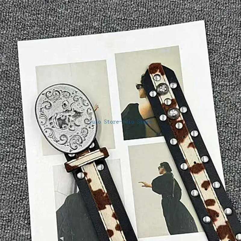 X7XB Trendy Rivets Animal Design Belt Lightweight Comfort Belt for Daily Use Outfits