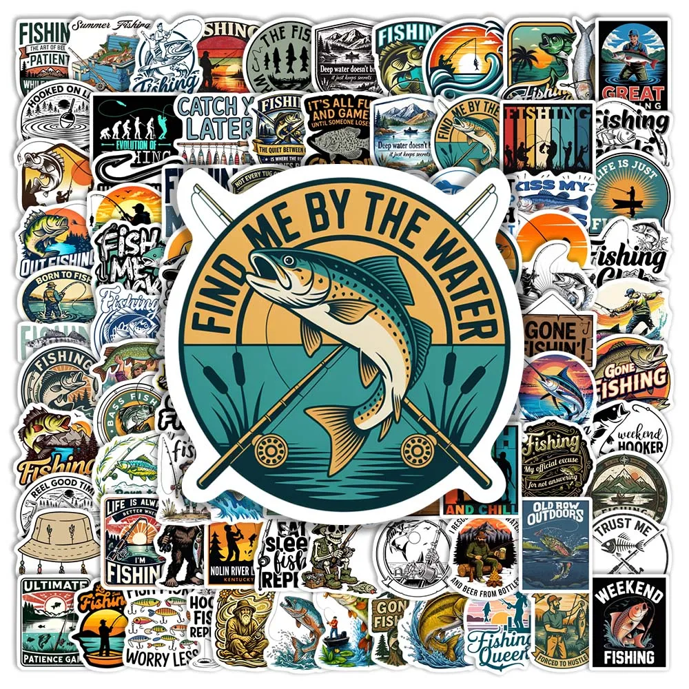 Cool Outdoor Fishing Theme Stickers Hobby Waterproof Vinyl DIY Gift Decorative Decal For Scrapbook Junk Journals Laptop Phone