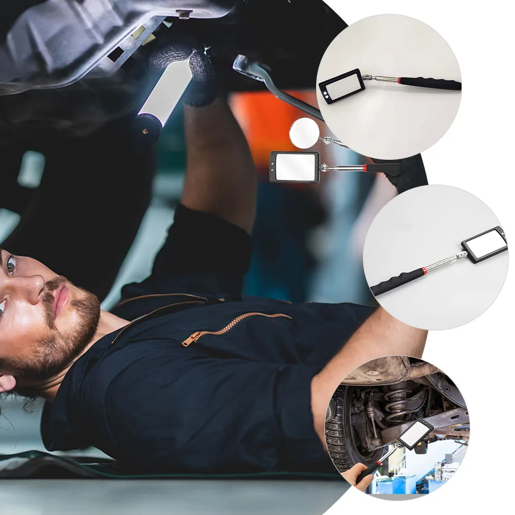 Espejo de inspección telescópico, tubo de acero inoxidable, herramienta portátil extensible para reparación de automóviles, uso mecánico automotriz