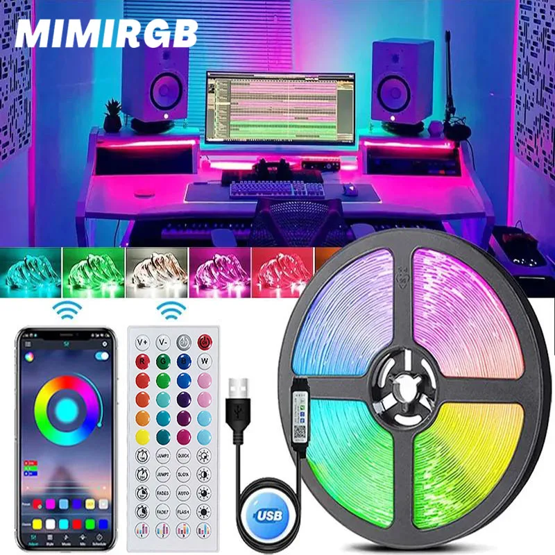 

5M RGB Led Strip Lights 5050 USB Led Light APP Remote Control Lamp Tape for TV Backlight Wall Room Decoration Lighting