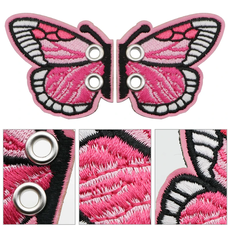 1 زوج التطريز فراشة أجنحة الأحذية DIY سحر الزينة ل حذاء رياضة الملابس أربطة الحذاء لطيف Y2K السنة الجديدة هدية التبعي