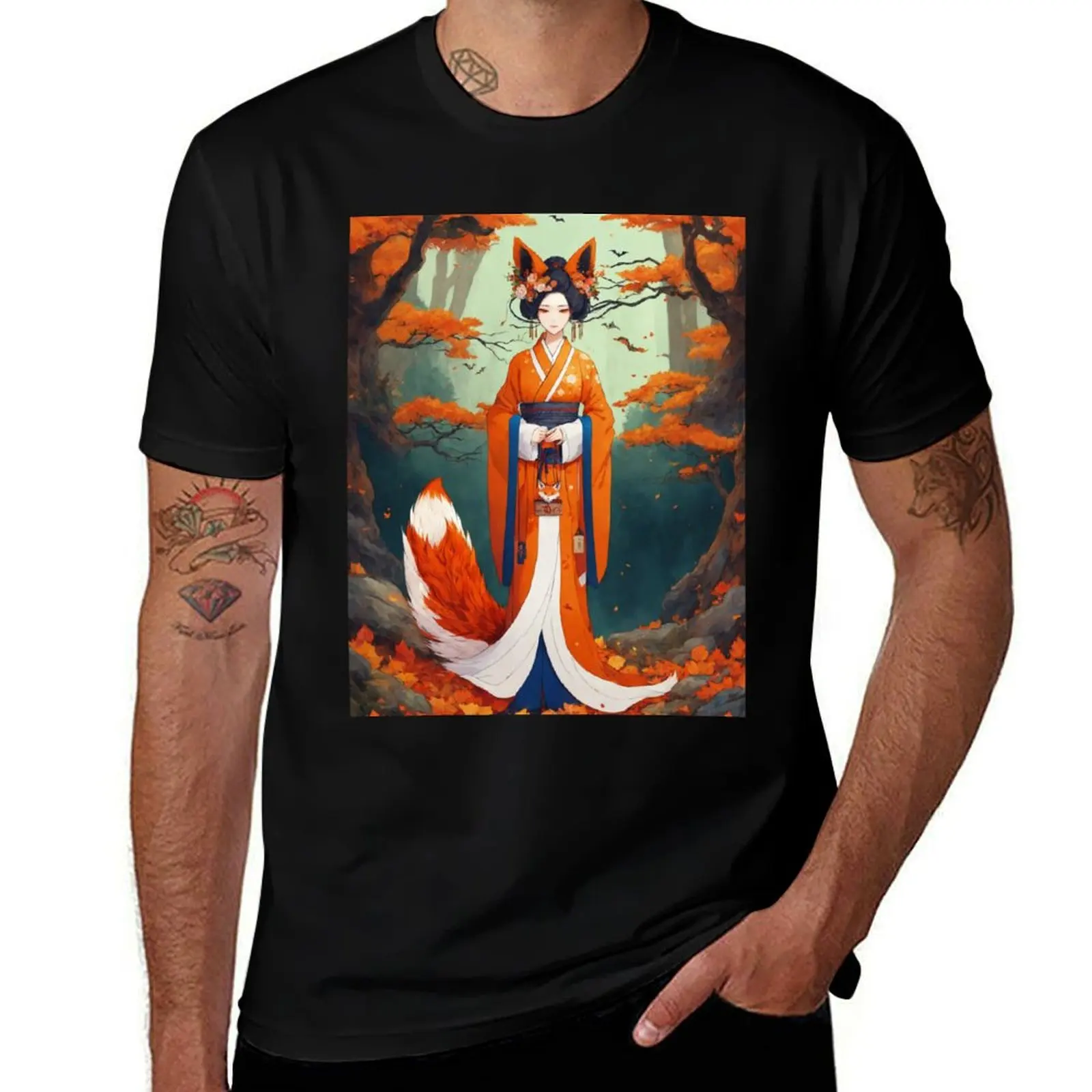 

Футболка Kitsune заготовки оверсайз Блузка одежда для мужчин