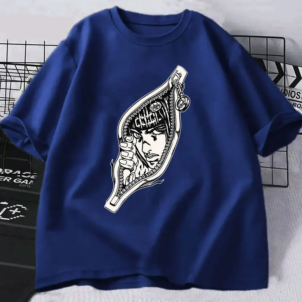 Funny Anime Jojo Bizarre Adventure Bruno Bucciarati Zip Up Graphic T Shirt Men Women Summer Casual Cotton Short Sleeves T-shirts view 3
