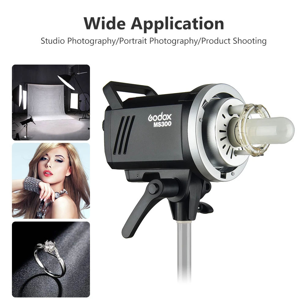 Godox MS300 Studio Flash Strobe Light Monolight 300Ws Max. Power Built-in Godox 2.4G Wireless X System GN58 5600K with 150W Mode