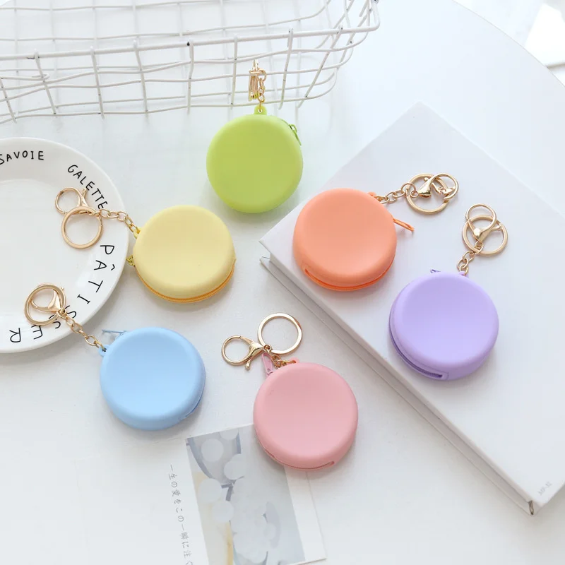 Korea Cute Coin Wallet Case Round Silicone Keychain Coin Bag Small Girls Key Bag Mini Headset Bag Purse Kid Gift Accessories