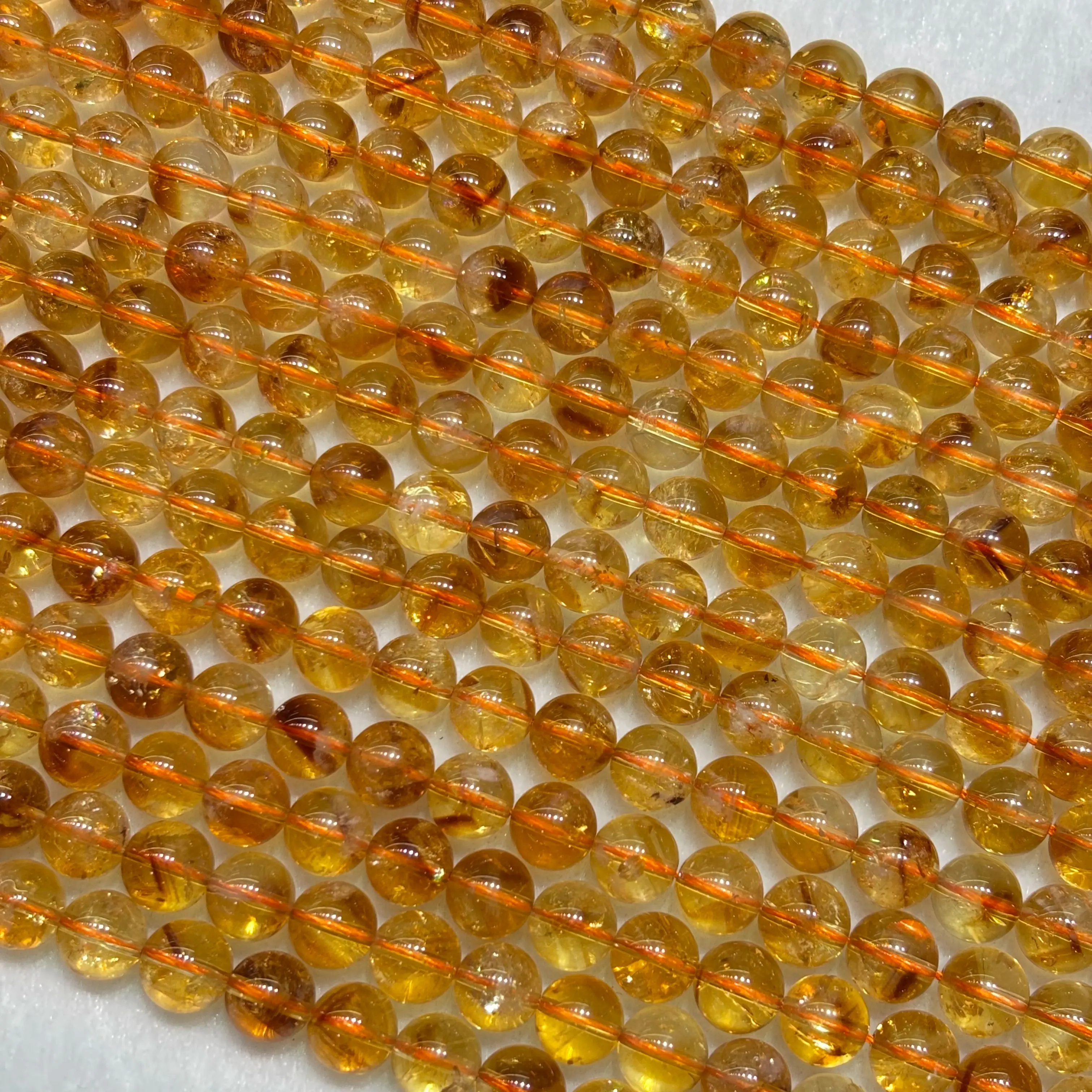 Natural AAA Clean Pyramid Citrine Round Bead Manifestat Crystal Loose Bead Quartz Fashion For Jewelry Making Diy Energy&Wealth
