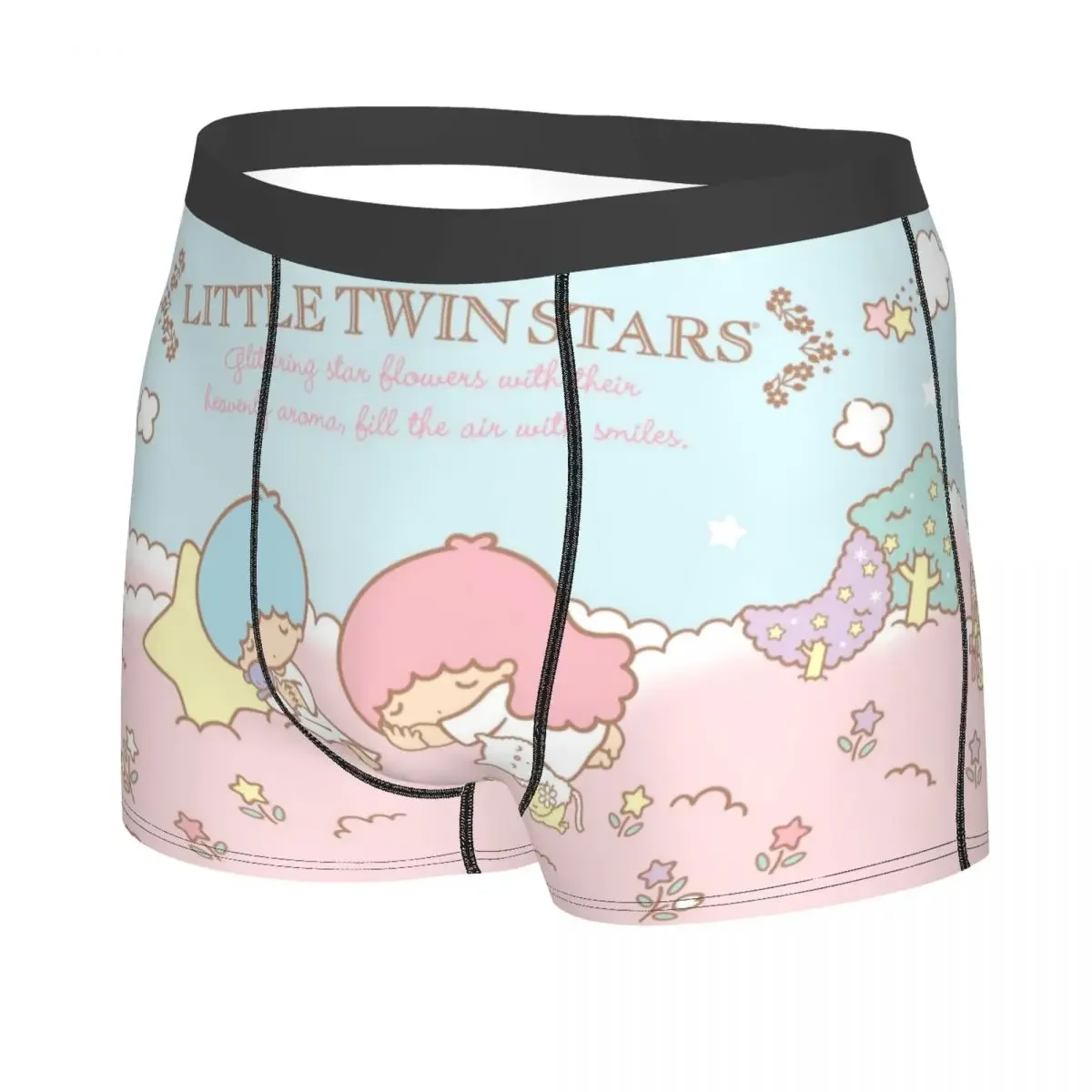 Calzoncillos Bóxer personalizados para hombre, ropa interior de dibujos animados, bragas transpirables, Little Twin Stars, Sanrio Kiki Lala