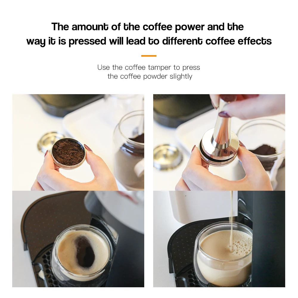 Compactador de café de acero inoxidable, martillo de polvo para Dolce Gusto, Nespresso, Delonghi, Bocsh, cápsula y portafiltro con cuchara