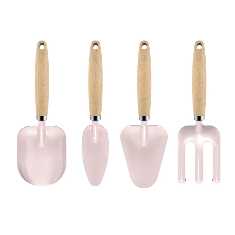 Kids Gardening Tool Set Toddlers Garden Tools Rake Trowel & Shovel for Digging 4 Pieces Real Metal Yard Tools Kids Gift