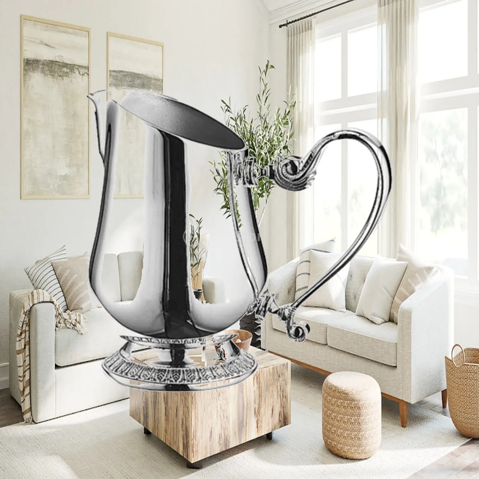 Stainless Steel Industrial Jug Compact Milk Pitcher Widened Base Drip Spout for Afternoon Coffee