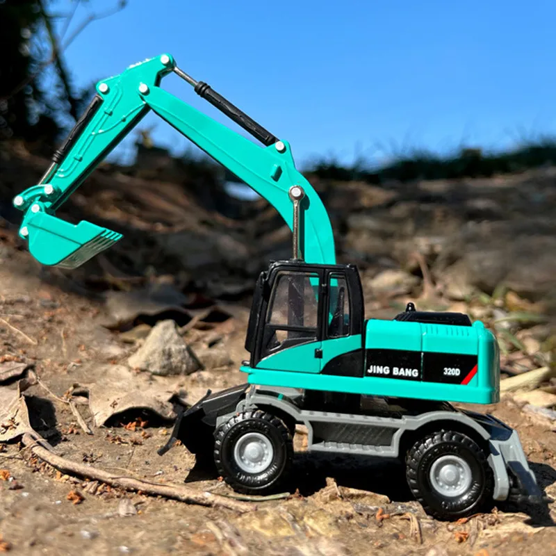 High quality 1:60 alloy excavator engineering vehicle model,simulation wheel excavator toys,children\'s toys,wholesale