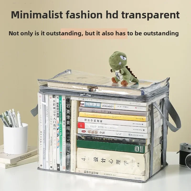 new Desktop Foldable Bookcase Student Dormitory Classroom Book Storage Box Transparent Waterproof Household Book Sorting Storage