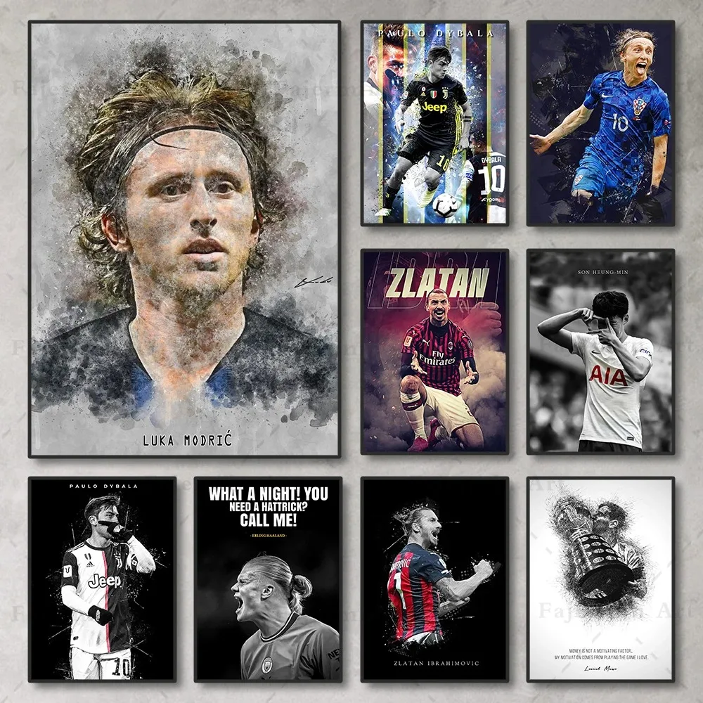 Póster Artístico de estrella de fútbol Modric Zlatan, pintura de figura Popular, cuadro sobre lienzo para pared para decoración del hogar y sala de estar