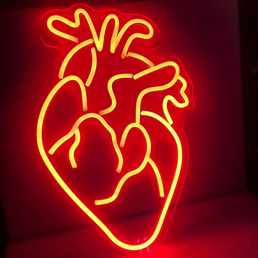 Red Heart Neon Signs LED Lights USB Powered for Wall Decor Signs Neon Wall Light for Party Decoration Home Bedroom Club Art Logo